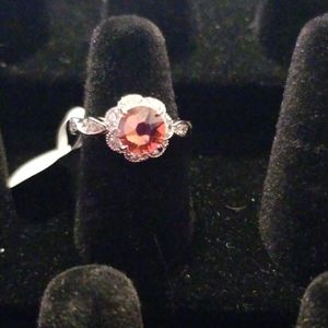 Orange red colored stone ring
